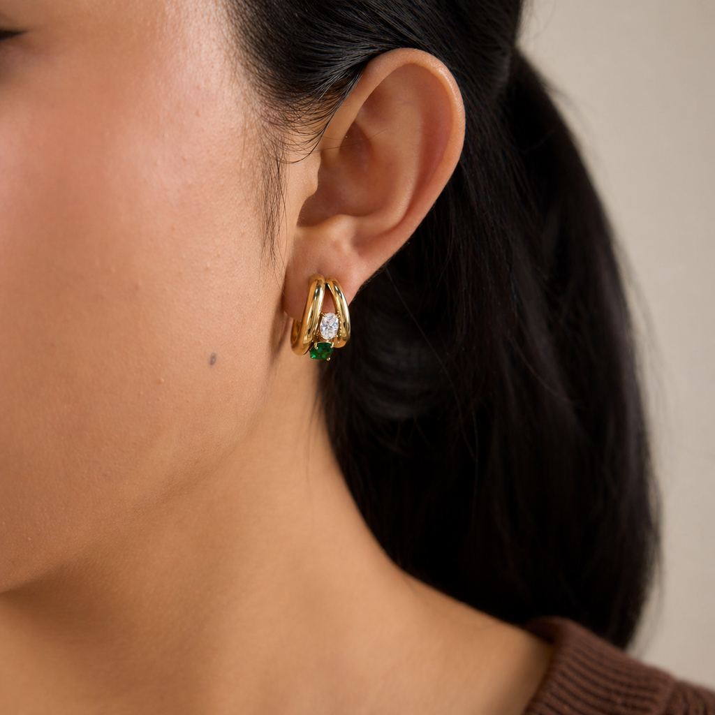 Cerise Gold Double Hoop Earrings