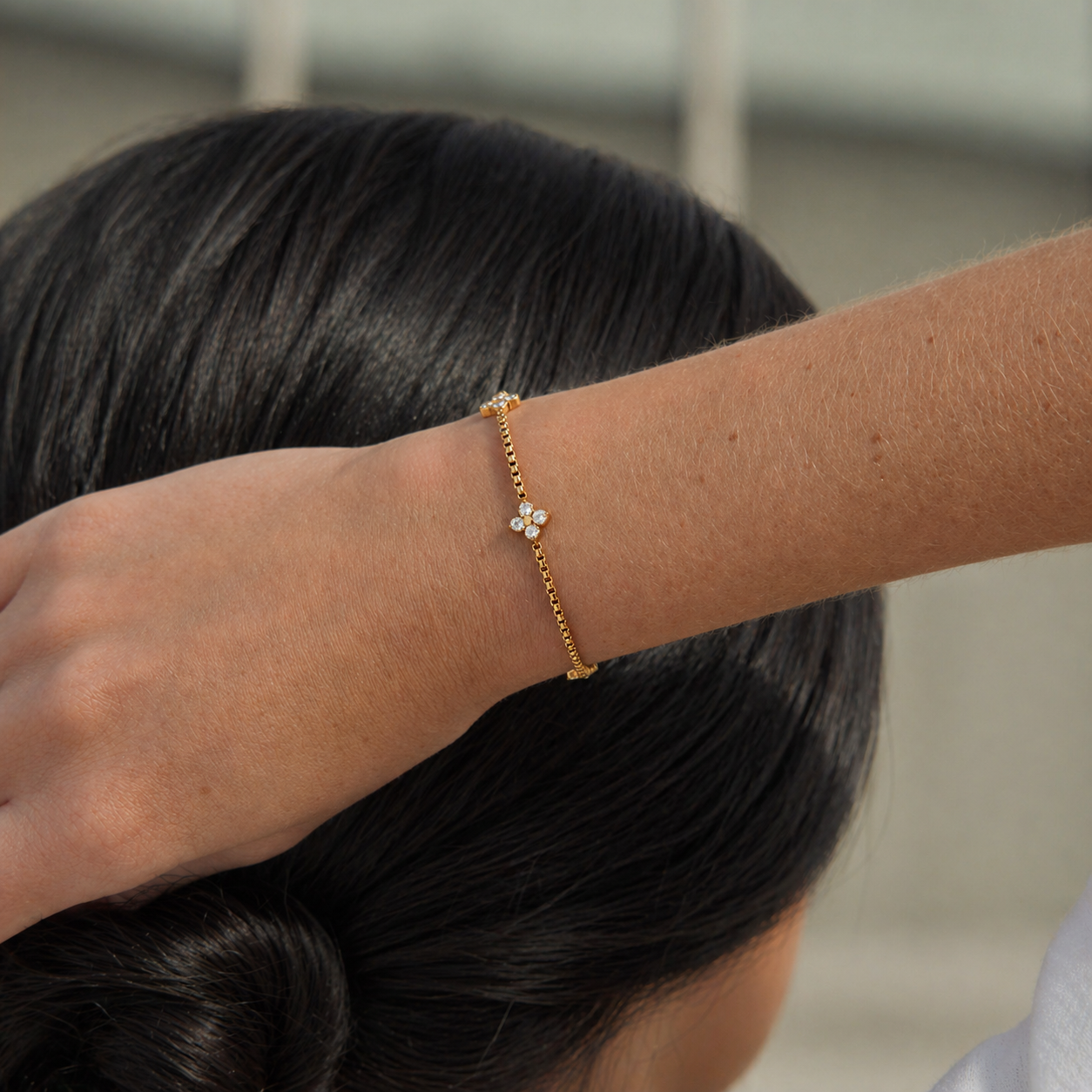 Zeline Gold Floral Station Bracelet