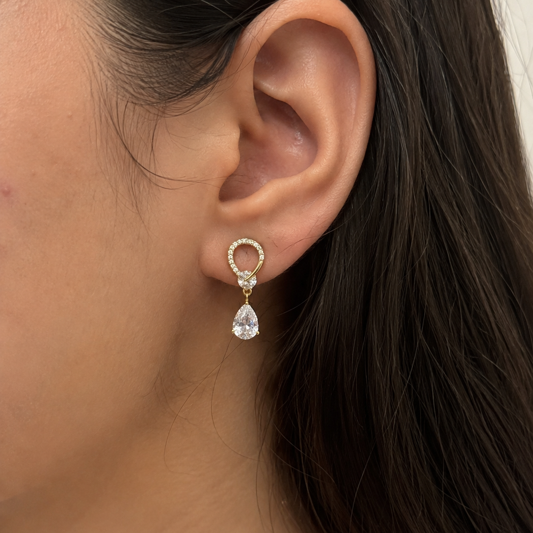 Celeste Pear CZ Drop Earrings