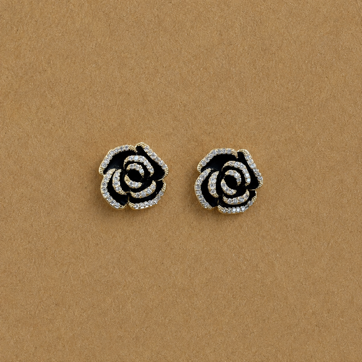 Rosalie Black Rose Stud Earrings
