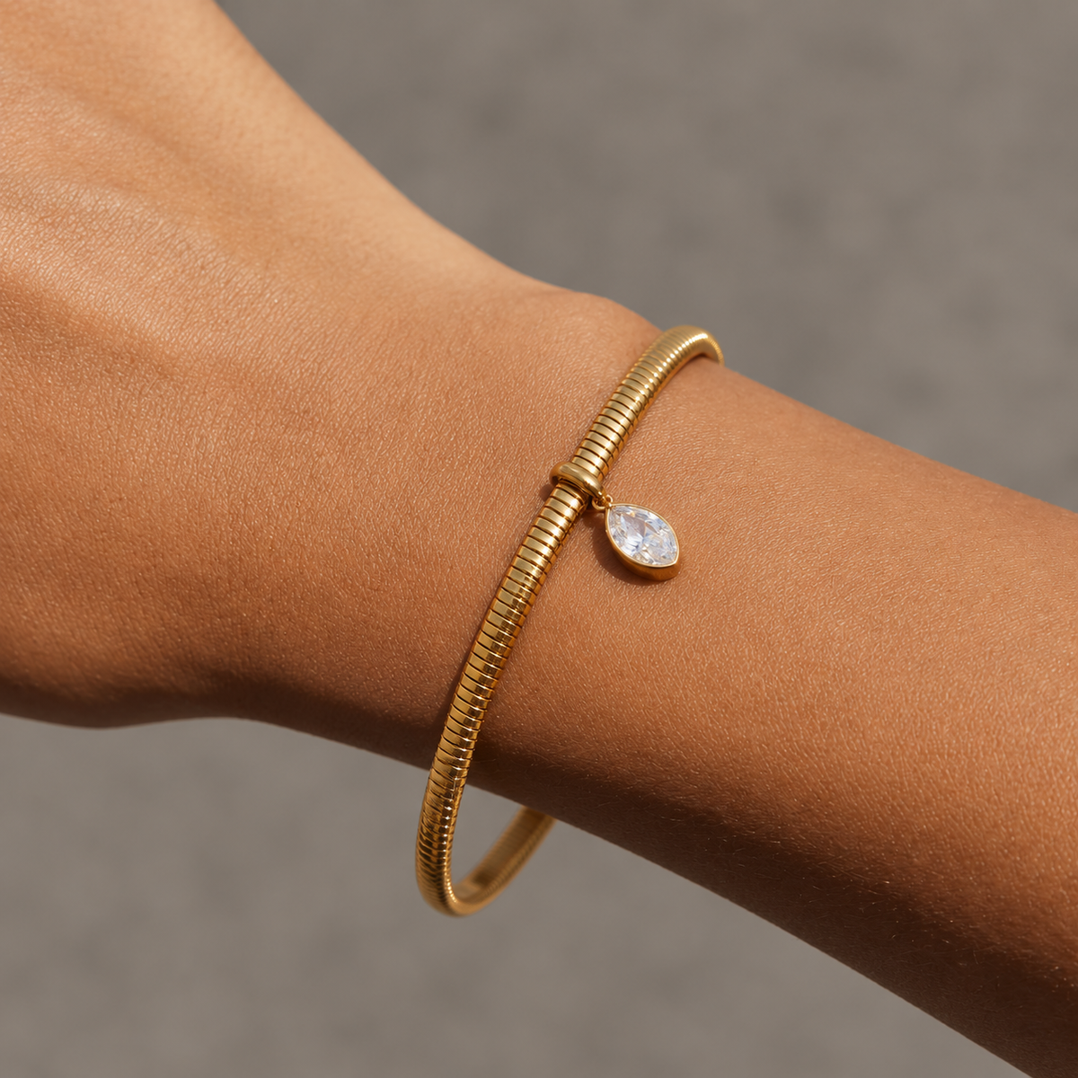 Sienna Gold Snake Chain CZ Charm Bracelet