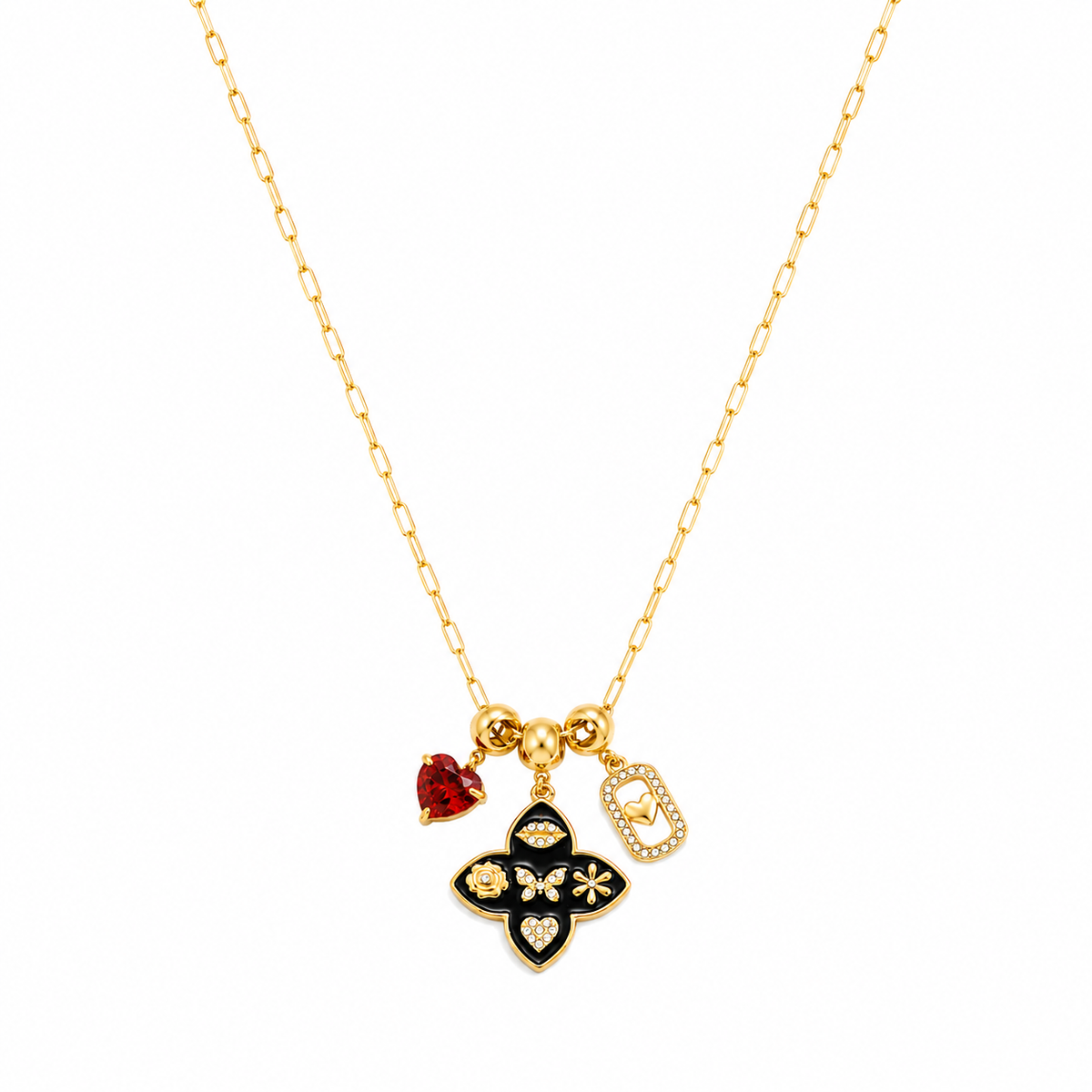 Calista Enamel CZ Charms Necklace