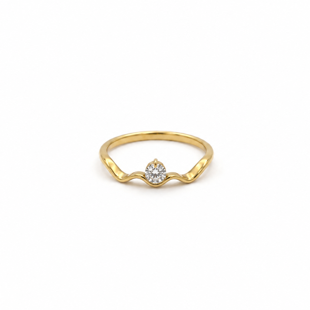 Nevitha Wavy CZ Stone Ring