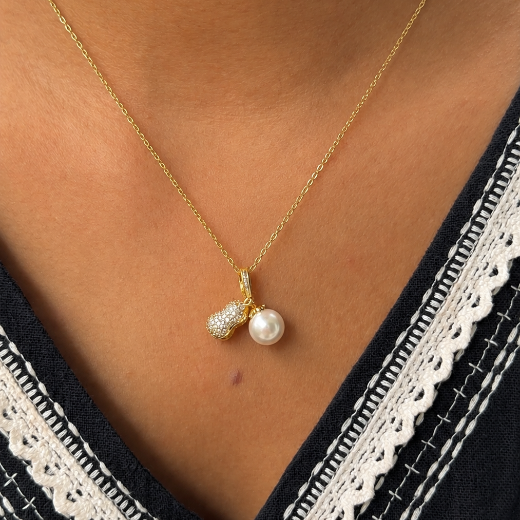 Ariana Pearl Peanut Charm Necklace