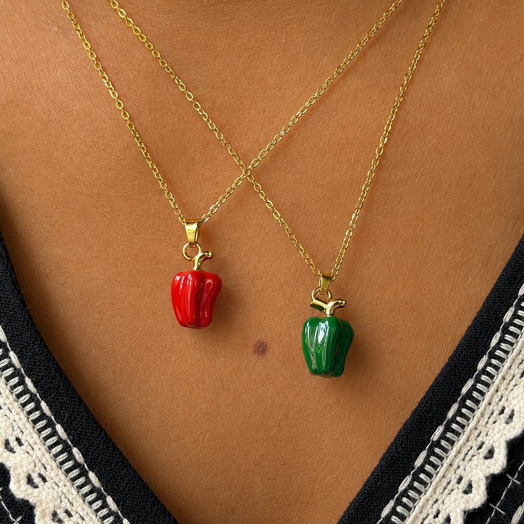 Olivia Green Bell Pepper Pendant Necklace