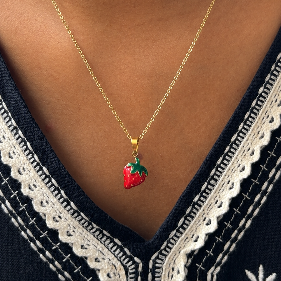 Luna Strawberry Pendant Necklace