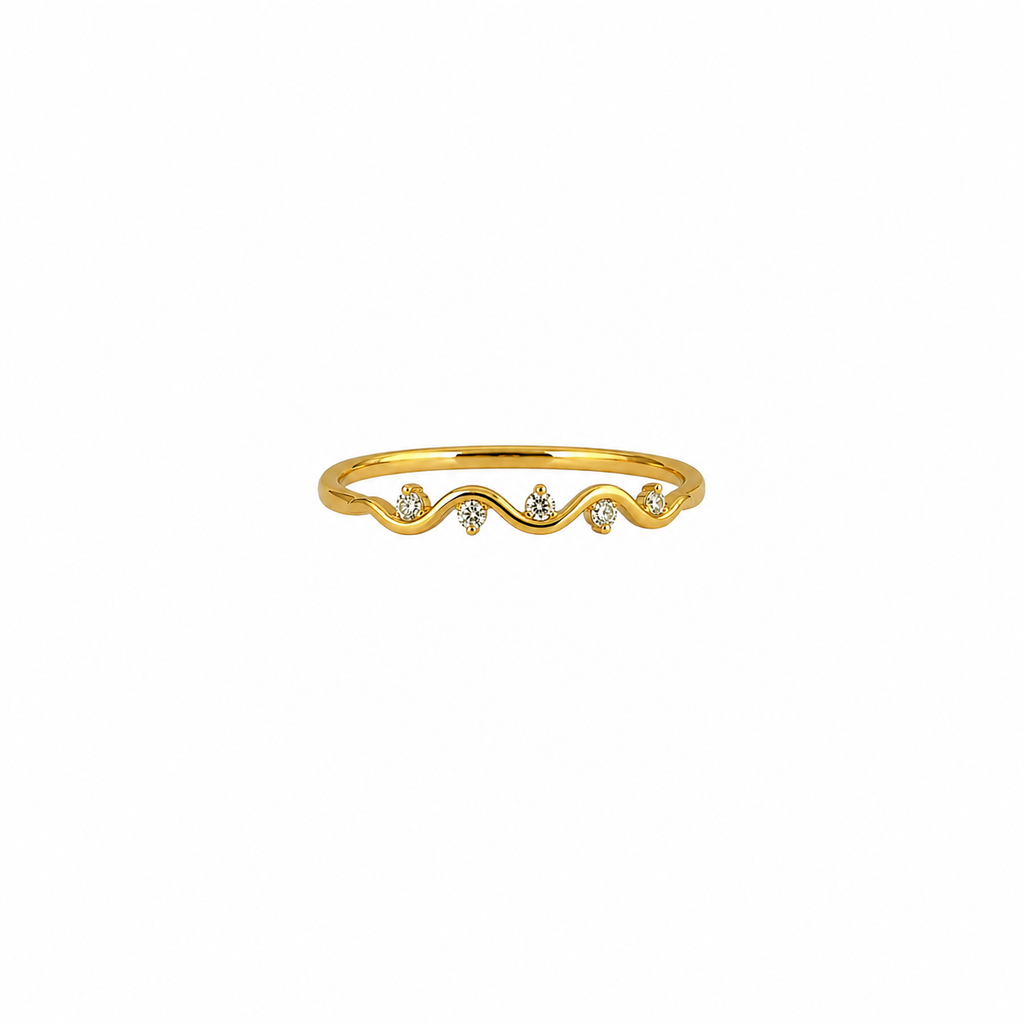 Kivara Minimalist Wave Cubic Zirconia Ring