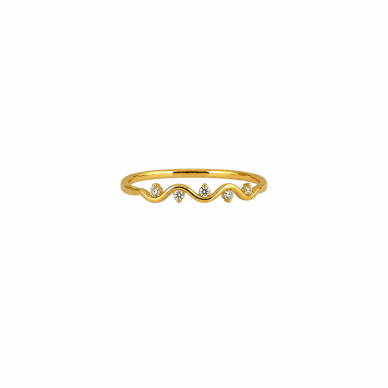 Kivara Minimalist Wave Cubic Zirconia Ring