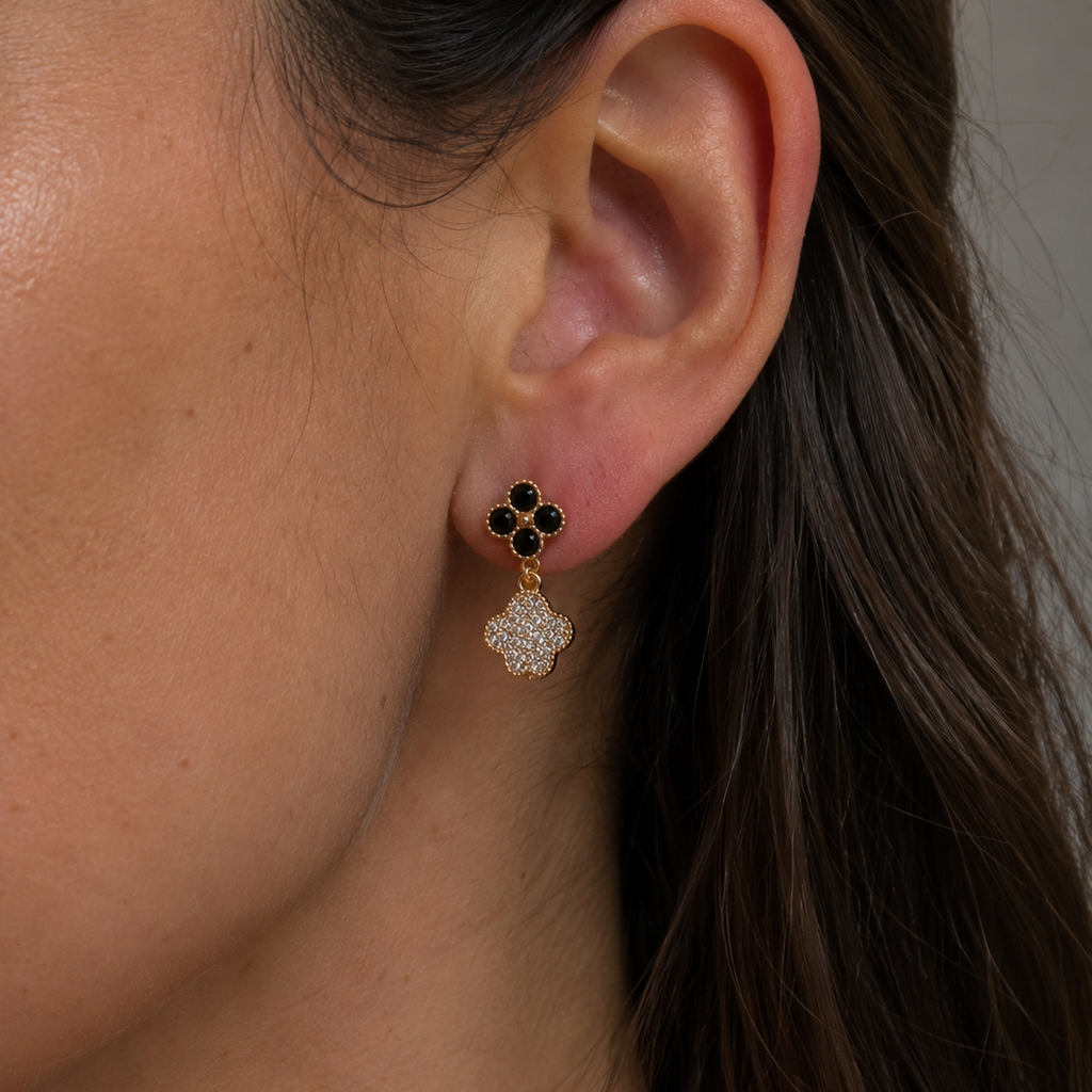 Zorin Black Clover Drop Earrings