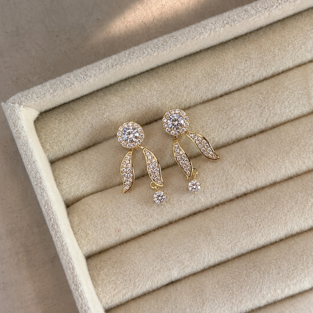 Laniea Leaf Drop CZ Earrings