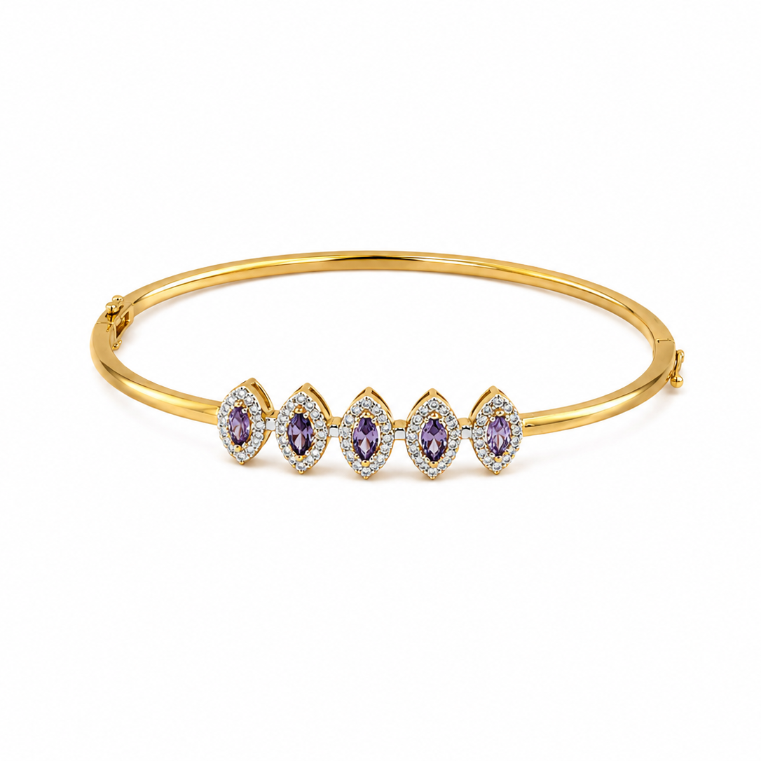 Selvara Marquise Gold Bangle Bracelet