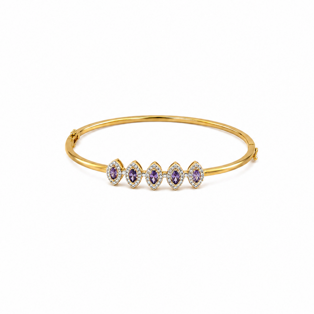 Selvara Marquise Gold Bangle Bracelet