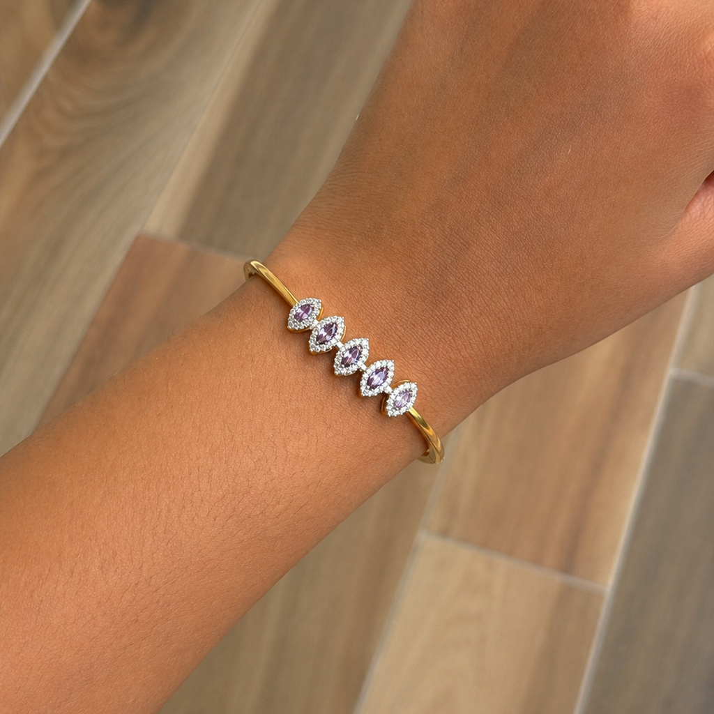 Selvara Marquise Gold Bangle Bracelet