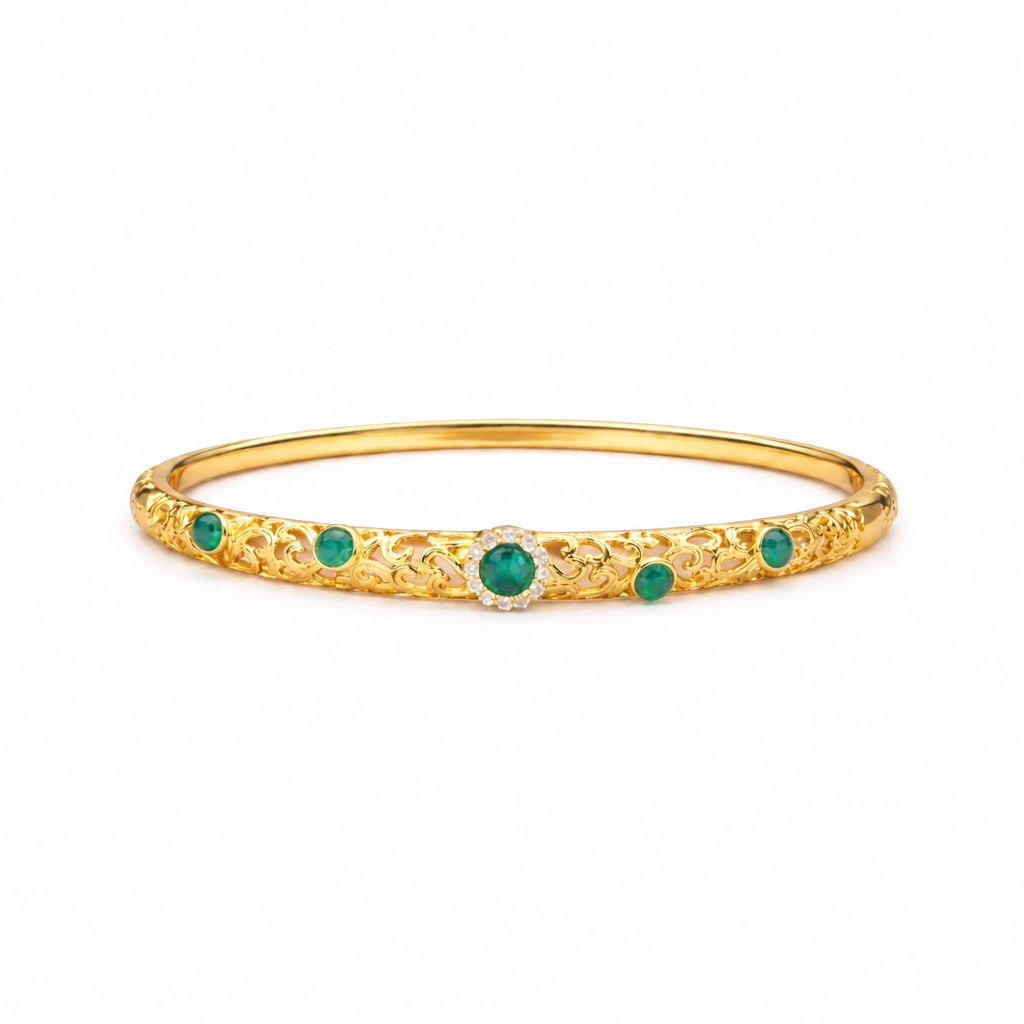 Velyra Vintage Filigree Gold Bangle Bracelet