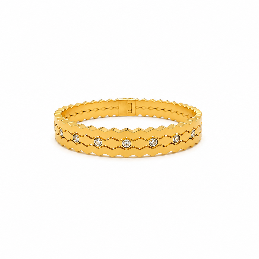 Virelly Geometric CZ Gold Bracelet