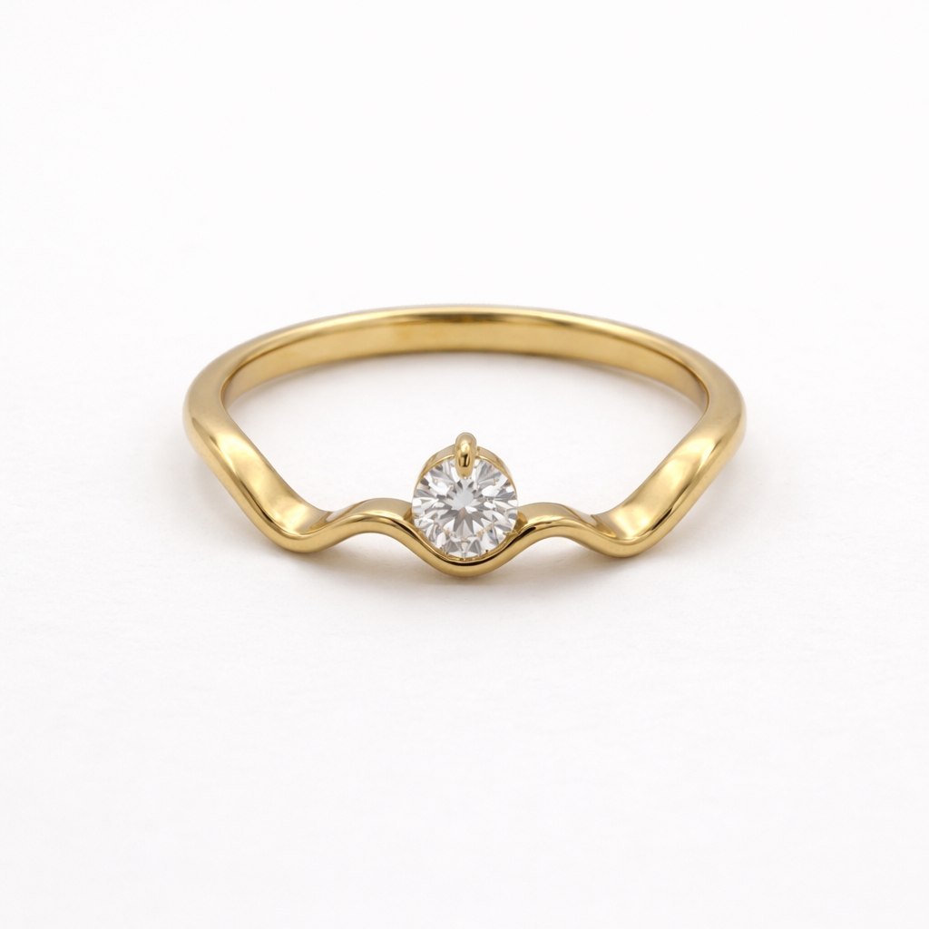 Nevitha Wavy CZ Stone Ring