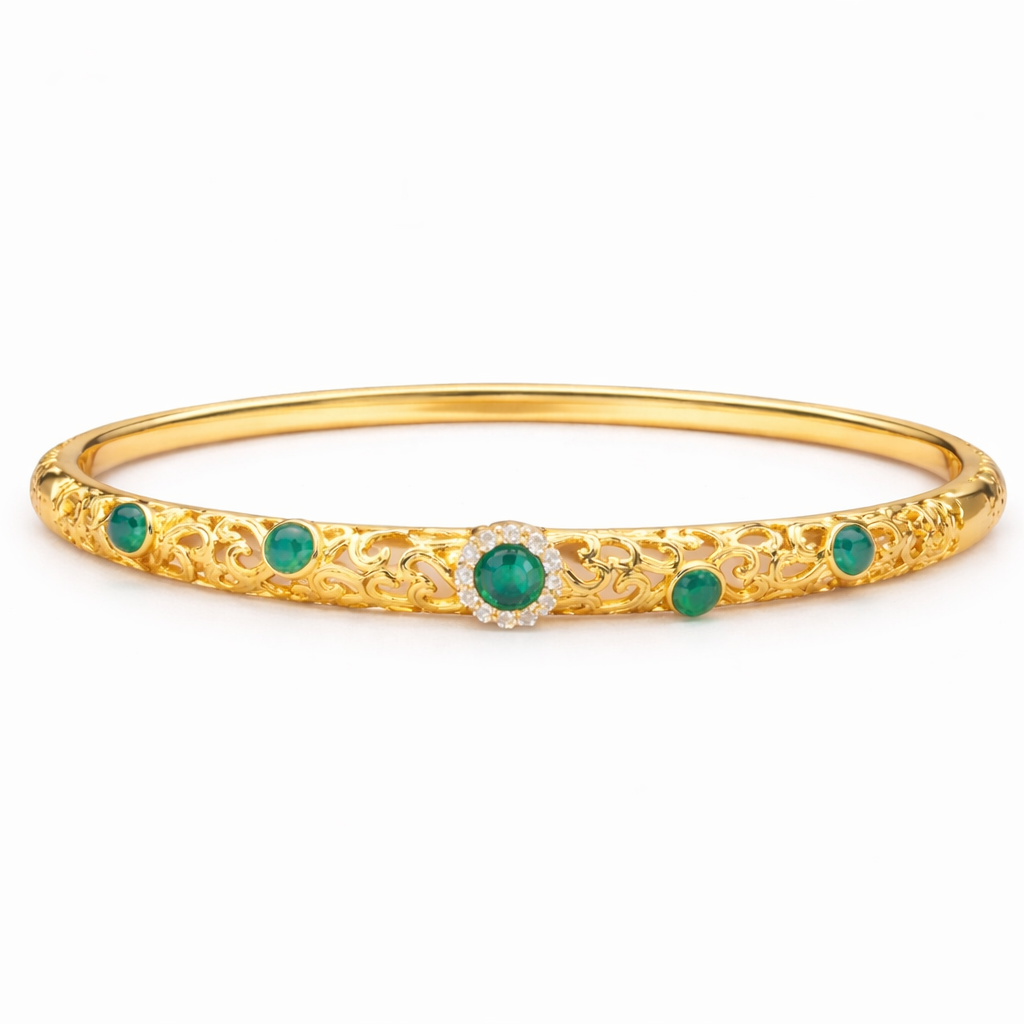 Velyra Vintage Filigree Gold Bangle Bracelet