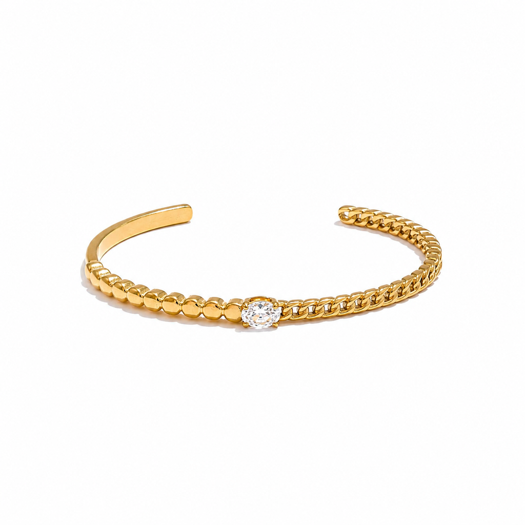 Thirza Gold Open Cuff Chain Bracelet