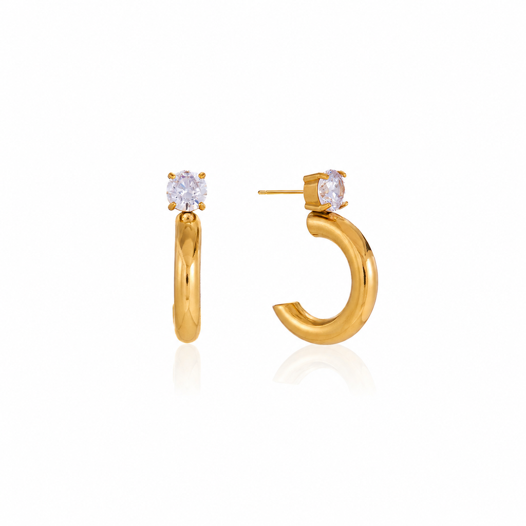 Amoria Gold Zircon Hoop Earrings