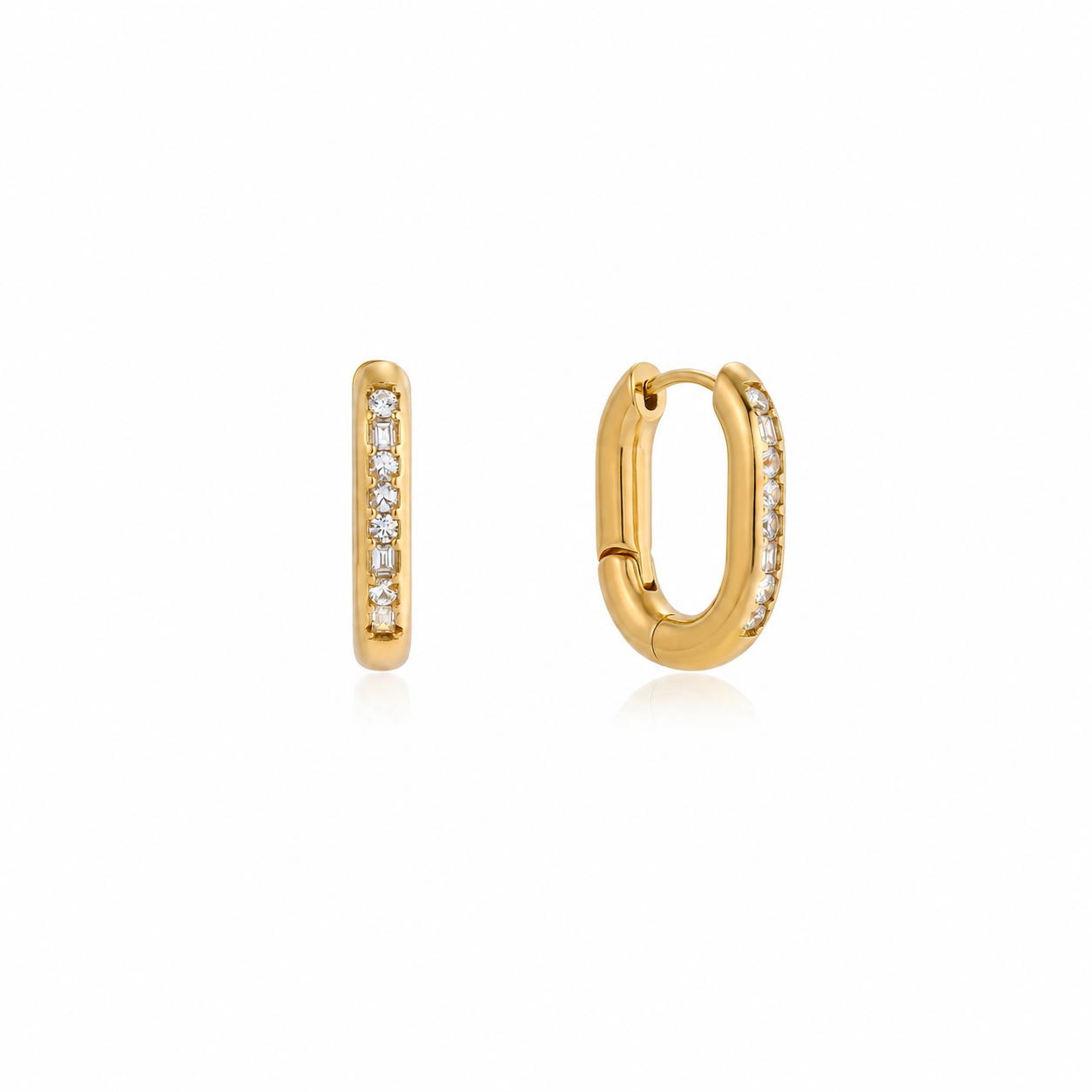 Arcelia Gold Diamond Look Huggie Hoops