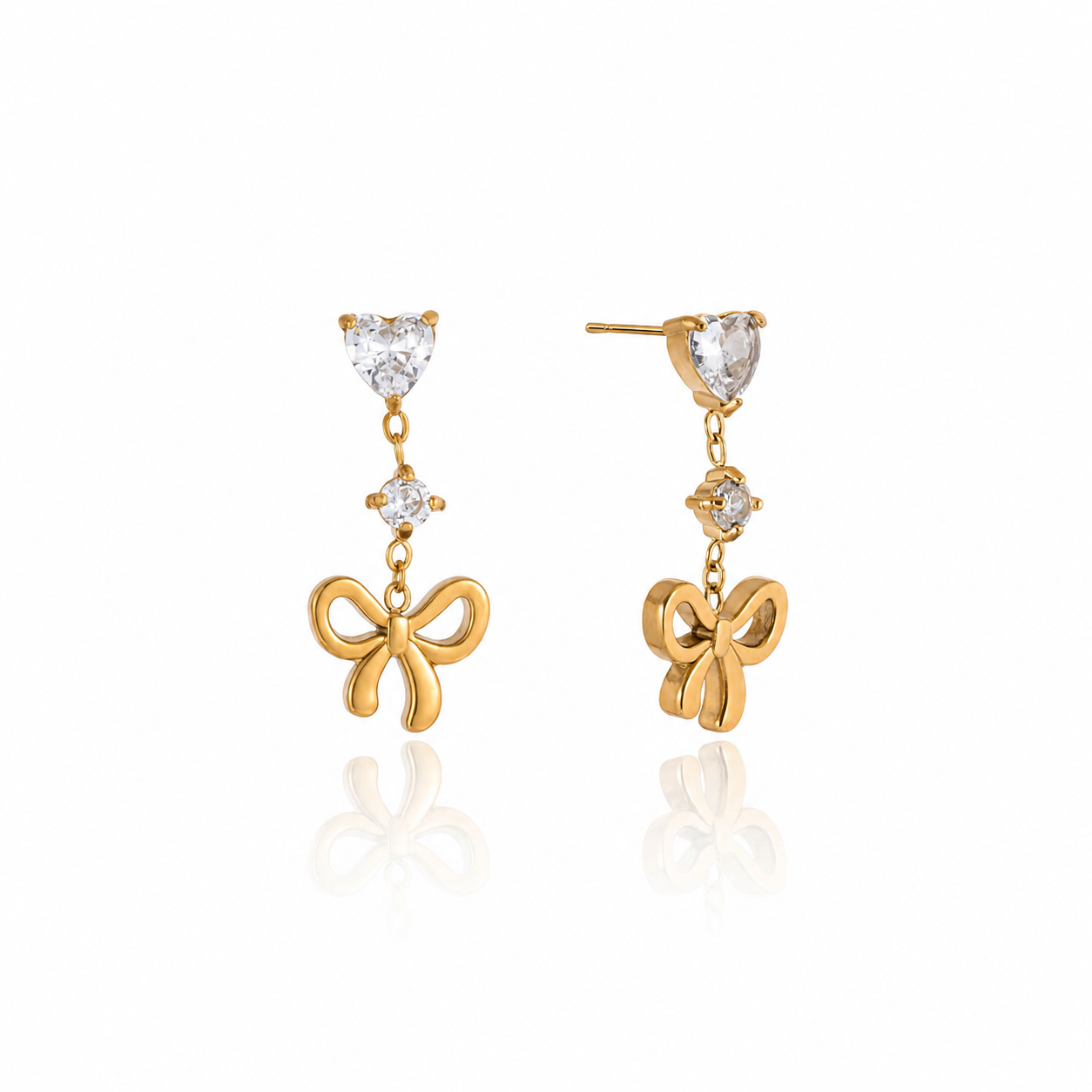 Alouette Gold Bow Dangle Earrings