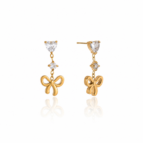 Alouette Gold Bow Dangle Earrings