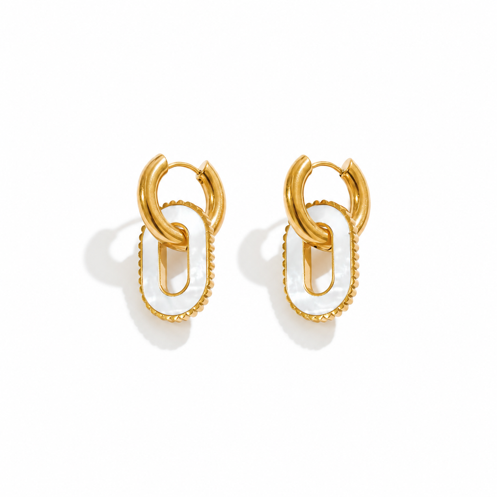 Velora Gold Oval Link Hoop Earrings
