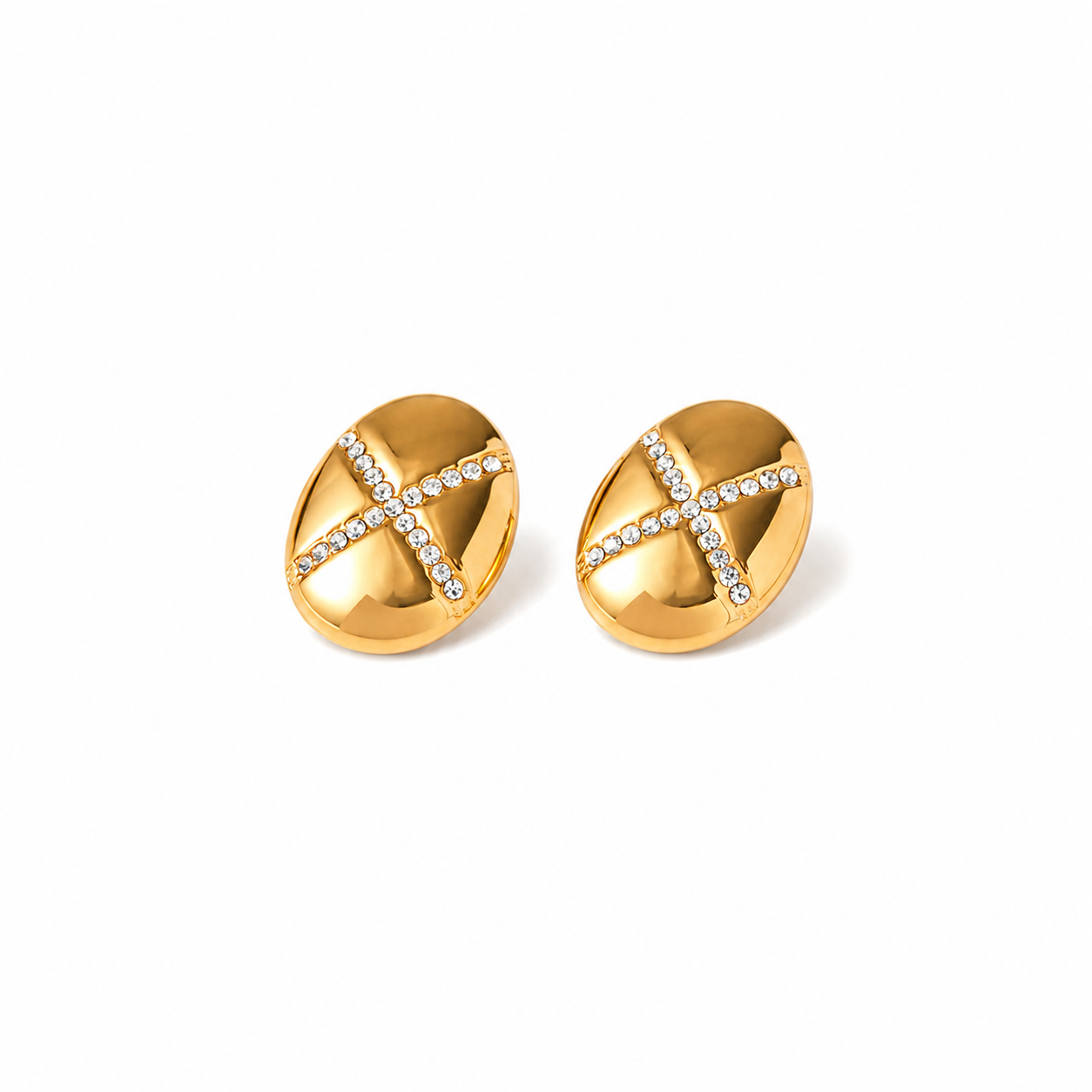 Lumi Gold Oval CZ Stud Earrings