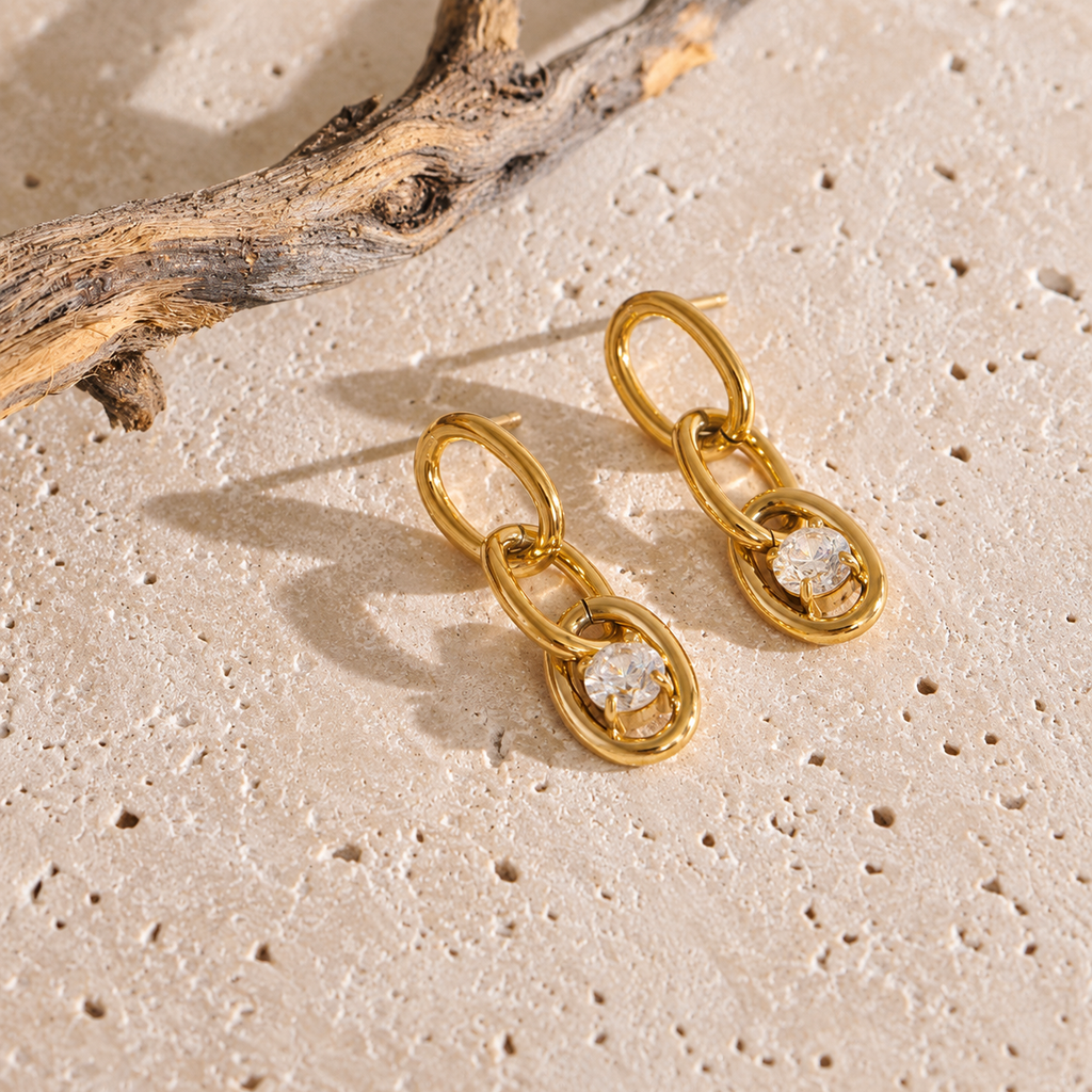 Luna Interlocking CZ Drop Earrings