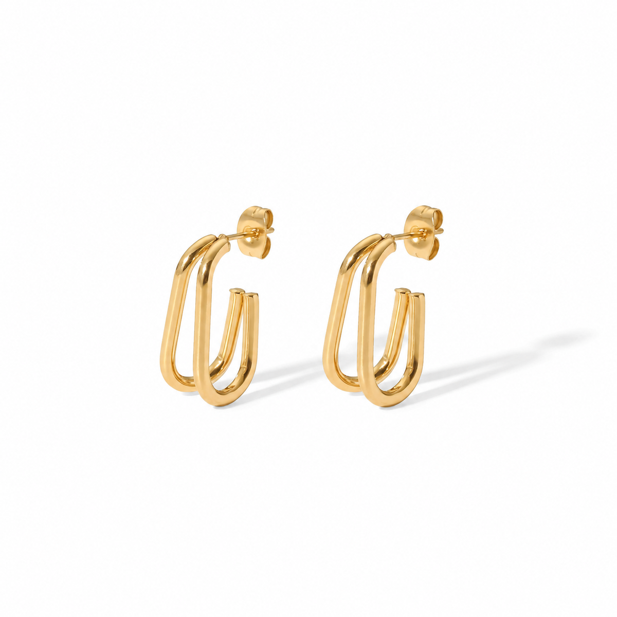 Clara Double Hoop CZ Drop Earrings