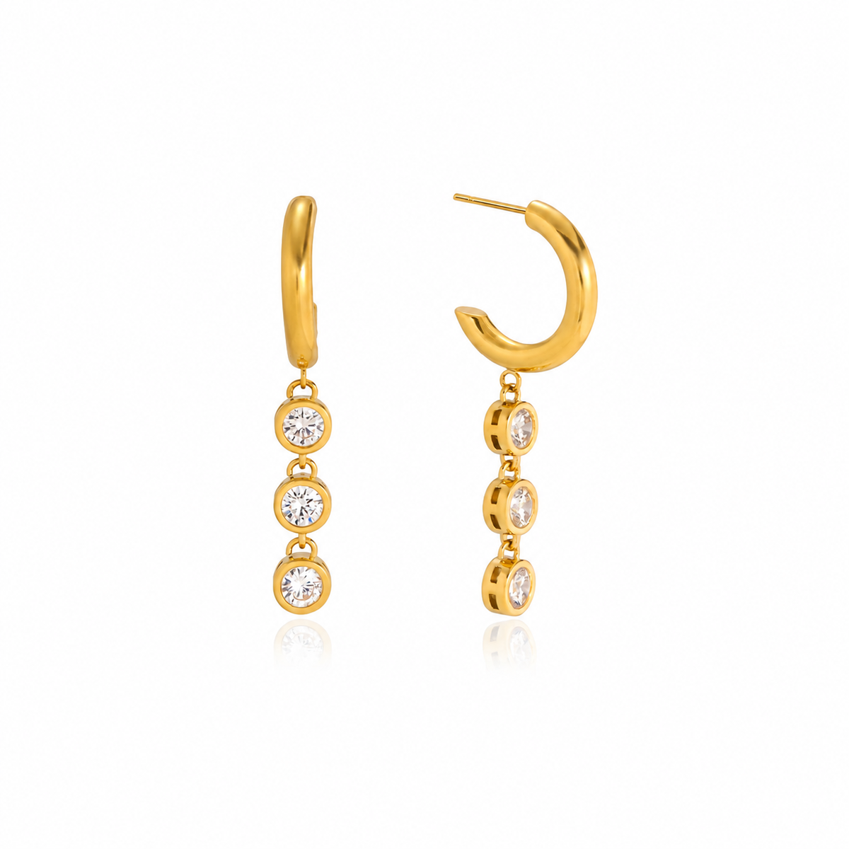 Aria Triple CZ Drop Earrings