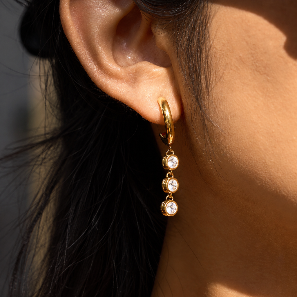 Aria Triple CZ Drop Earrings
