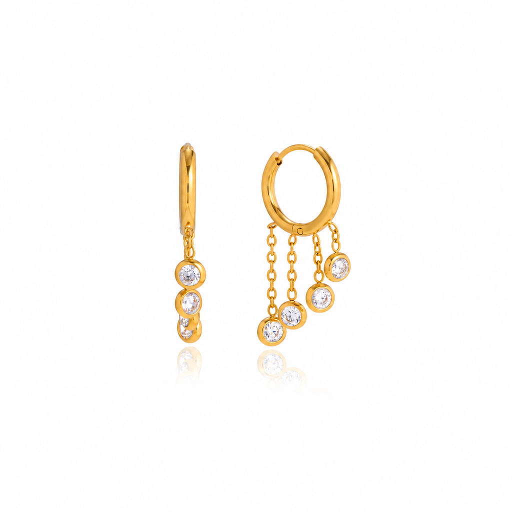 Nora CZ Chain Hoop Earrings
