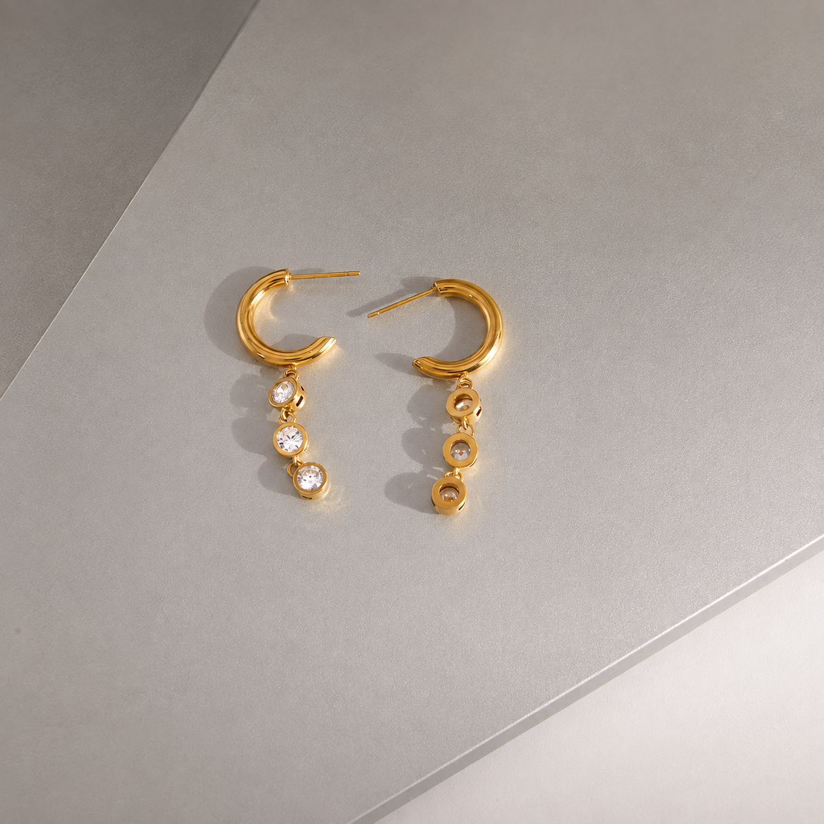 Aria Triple CZ Drop Earrings