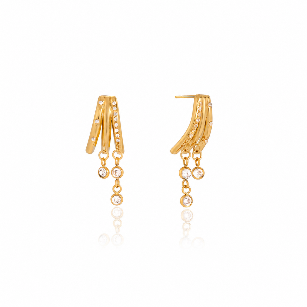 Sienna Triple CZ Chain Drop Earrings