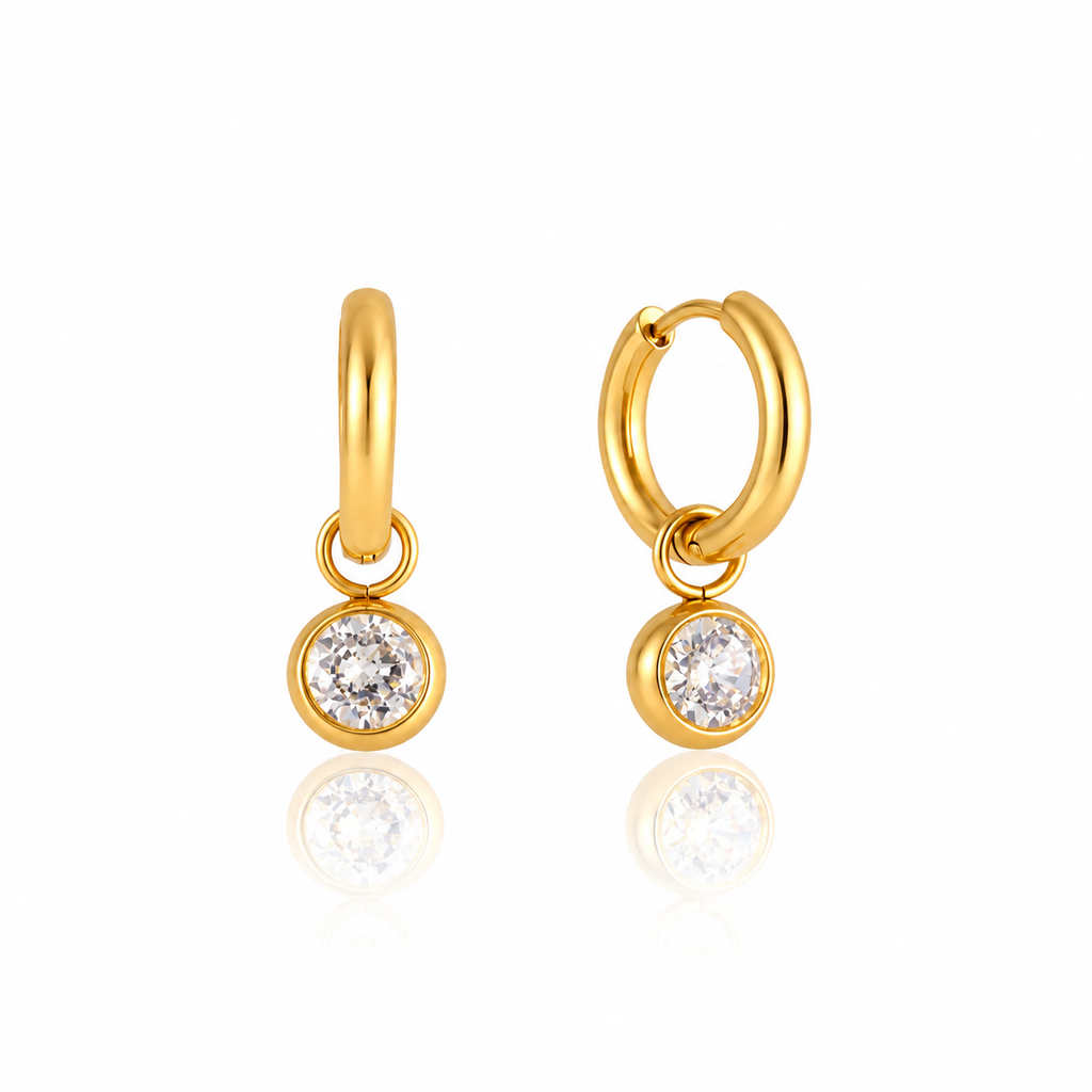 Amelia CZ Drop Hoop Earrings