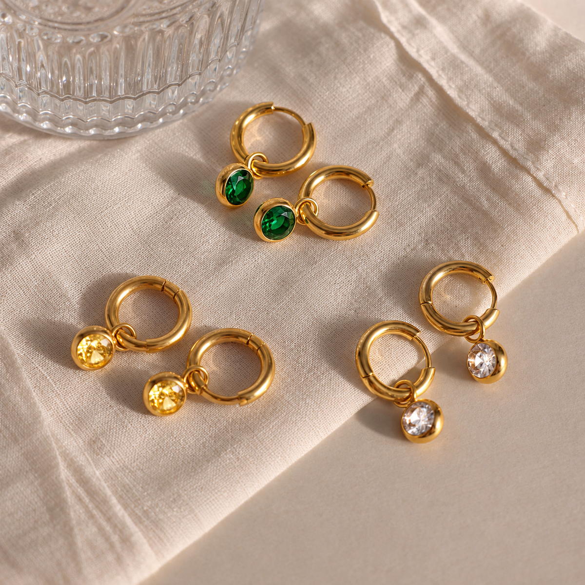 Amelia CZ Drop Hoop Earrings