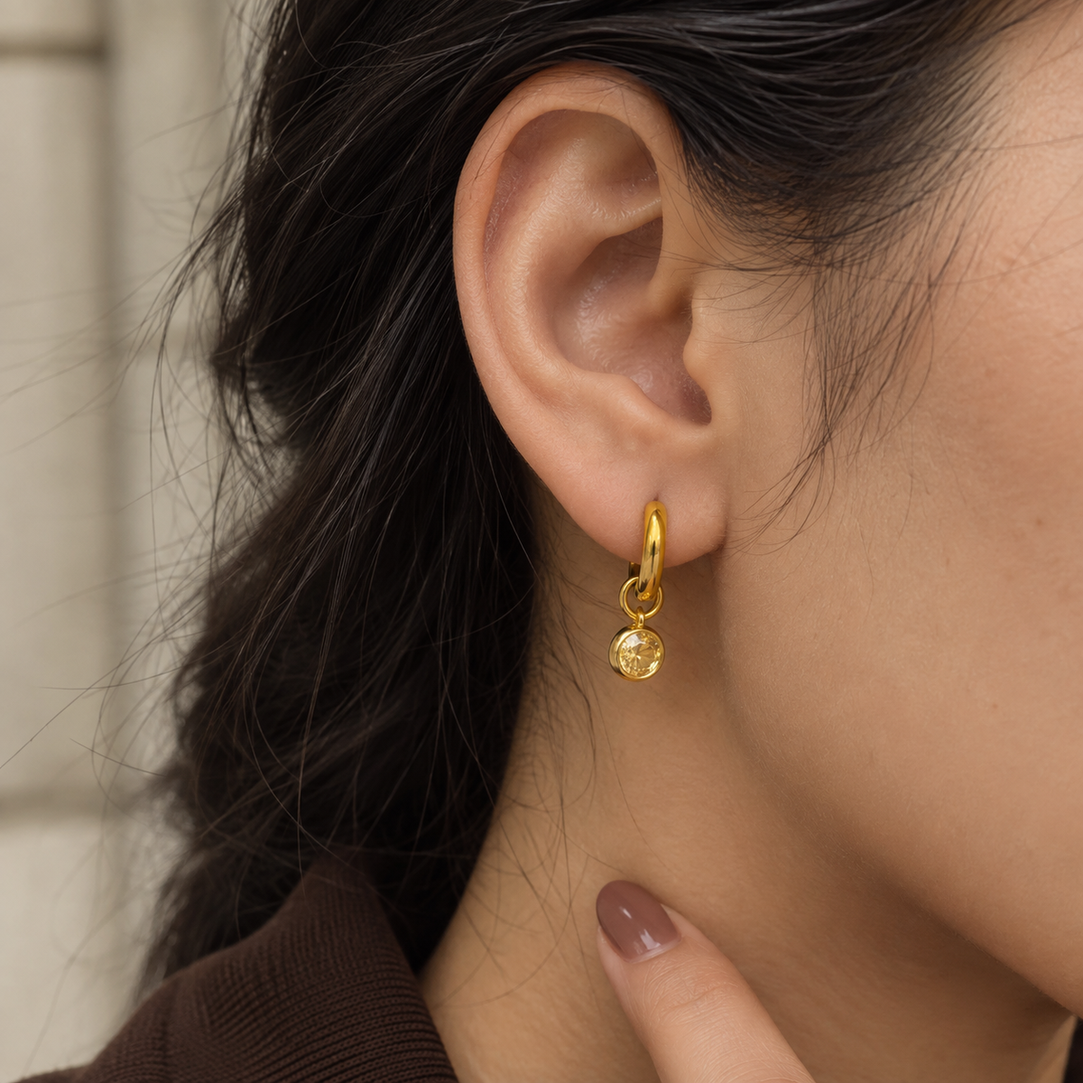 Amelia CZ Drop Hoop Earrings