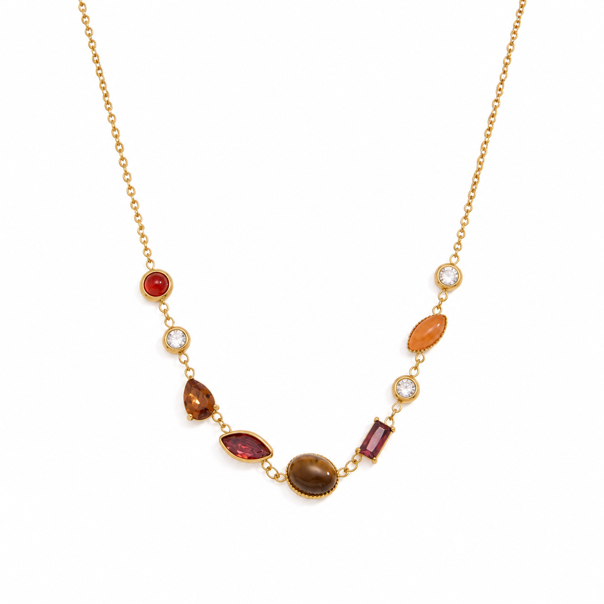 Maya 18K PVD Multicolour Gemstone Gold Chain Necklace