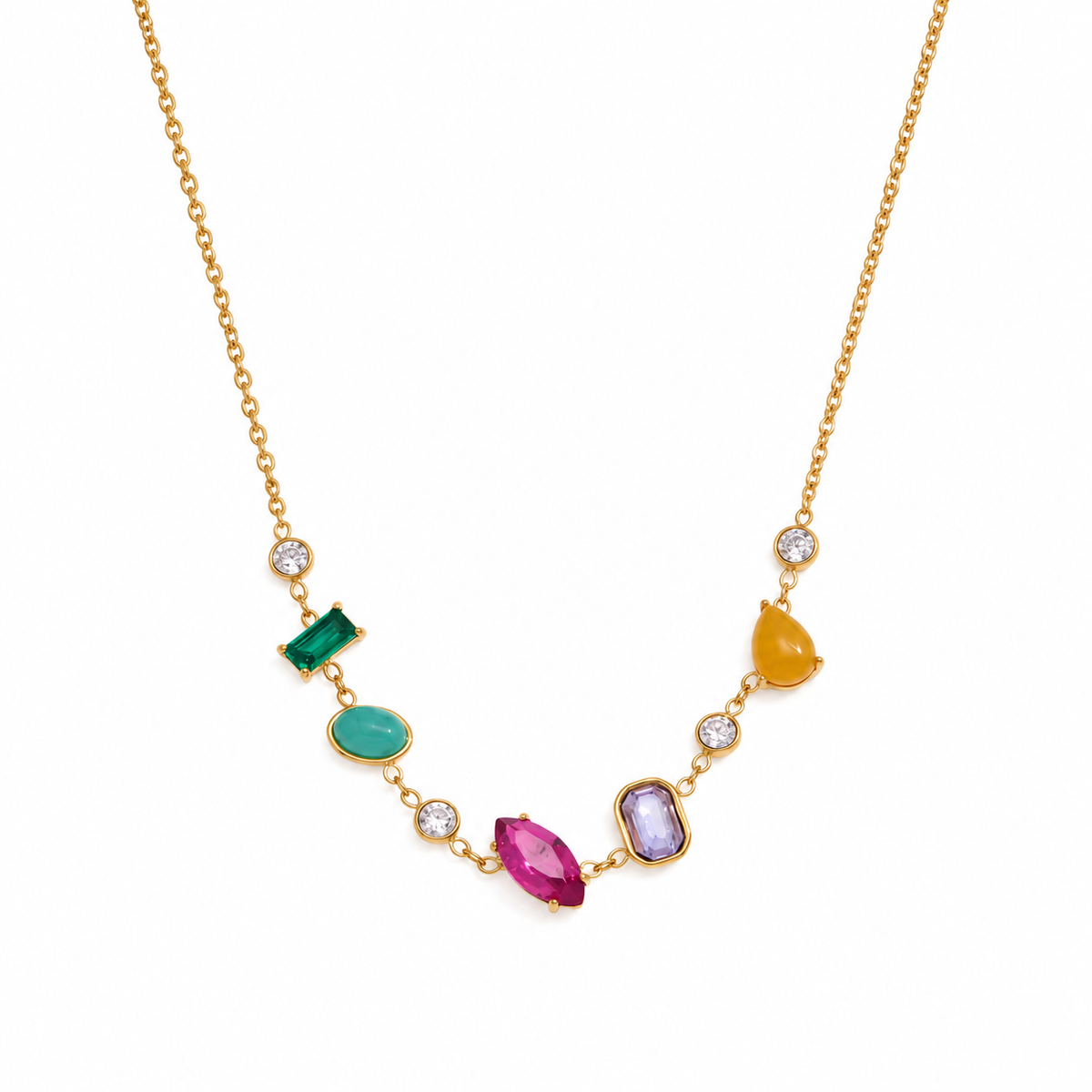 Kiara 18K PVD Colourful Gemstone Gold Necklace