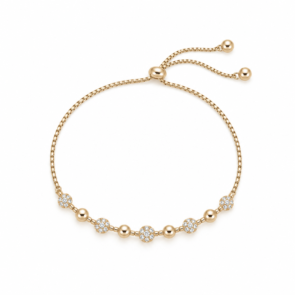 Rose Gold Pavé Bead Adjustable Bracelet