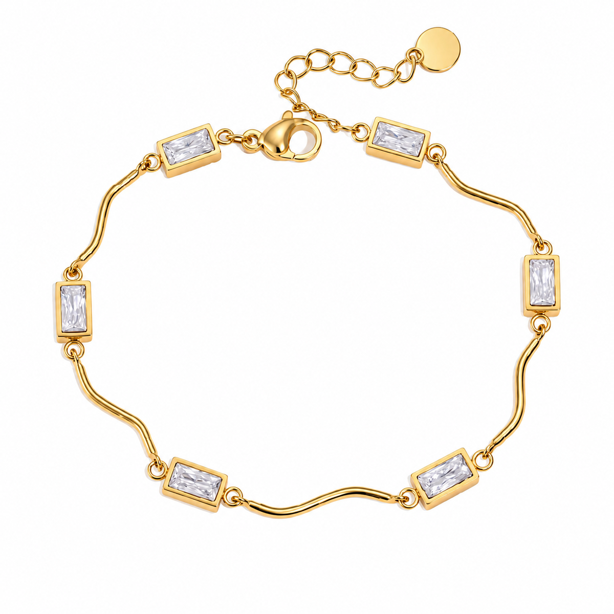Ava 18K PVD Gold Plated Baguette CZ Link Bracelet