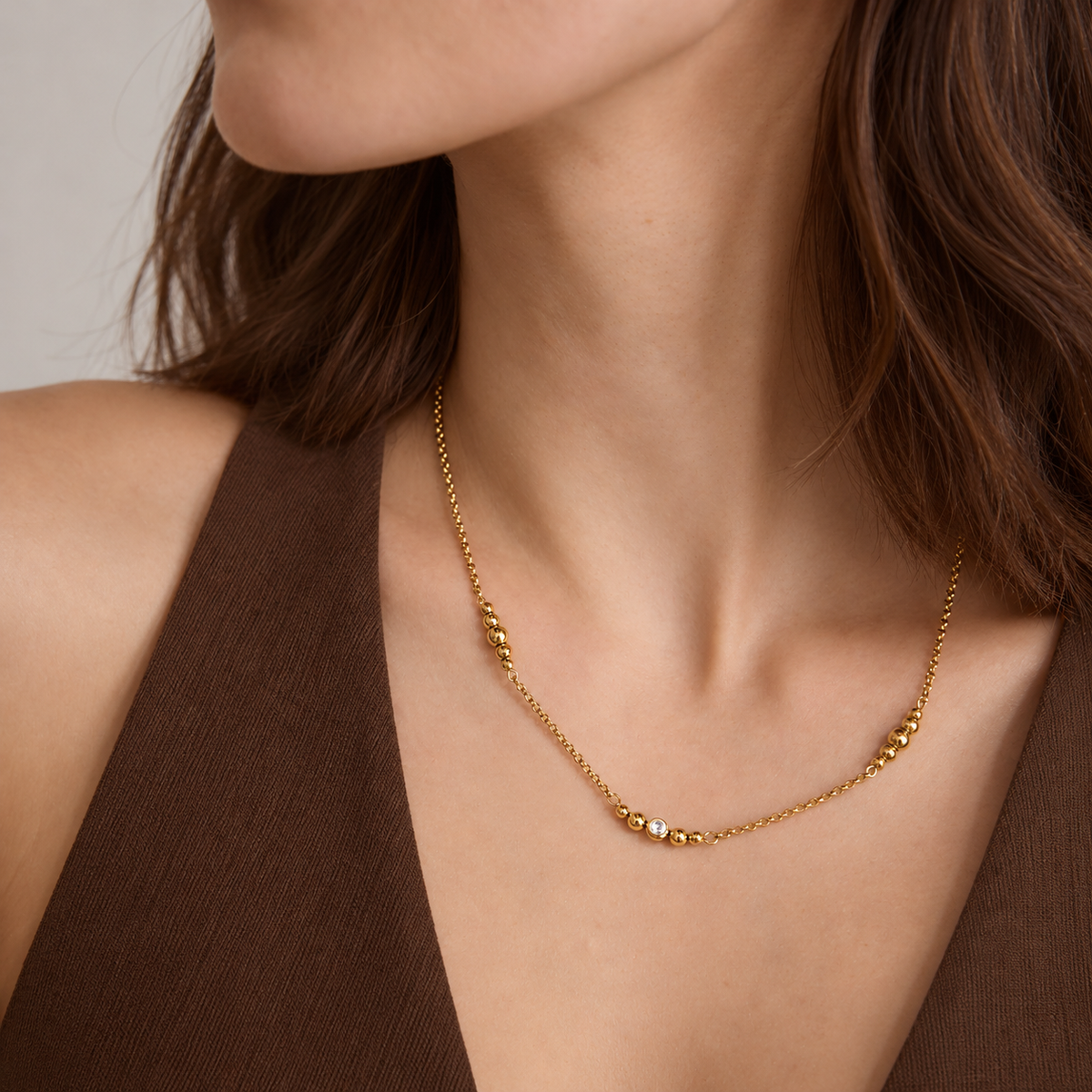 Ariana 18K PVD Minimalist Gold Bead Necklace