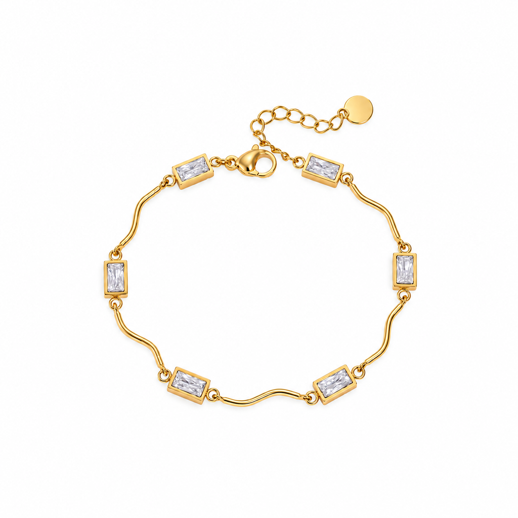 Ava 18K PVD Gold Plated Baguette CZ Link Bracelet
