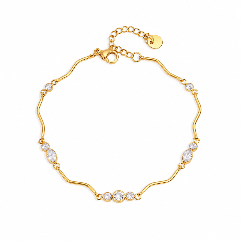 Ivy 18K PVD Gold Plated Delicate CZ Gemstone Bracelet