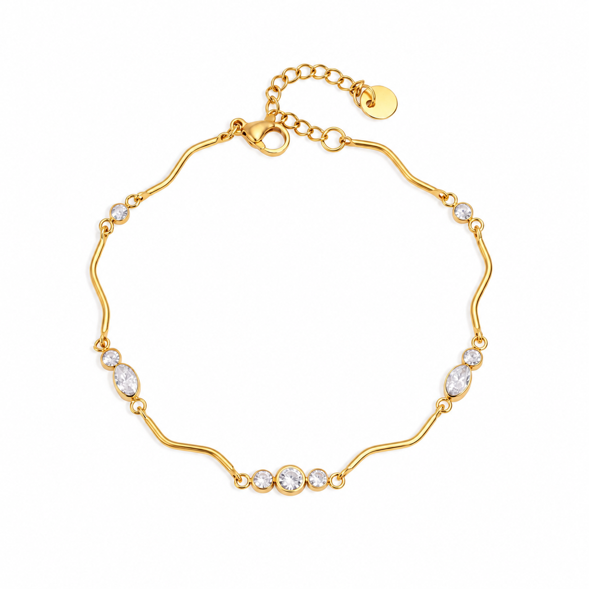 Ivy 18K PVD Gold Plated Delicate CZ Gemstone Bracelet