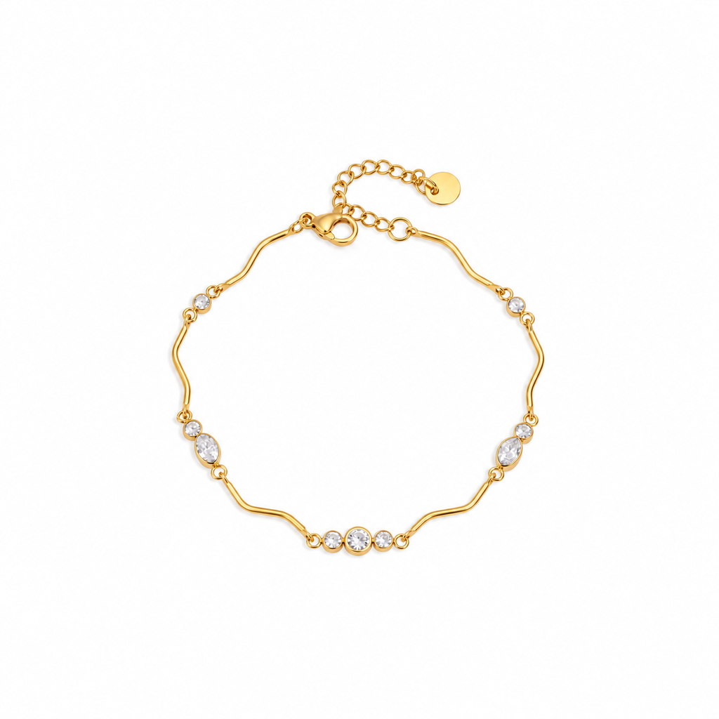 Ivy 18K PVD Gold Plated Delicate CZ Gemstone Bracelet