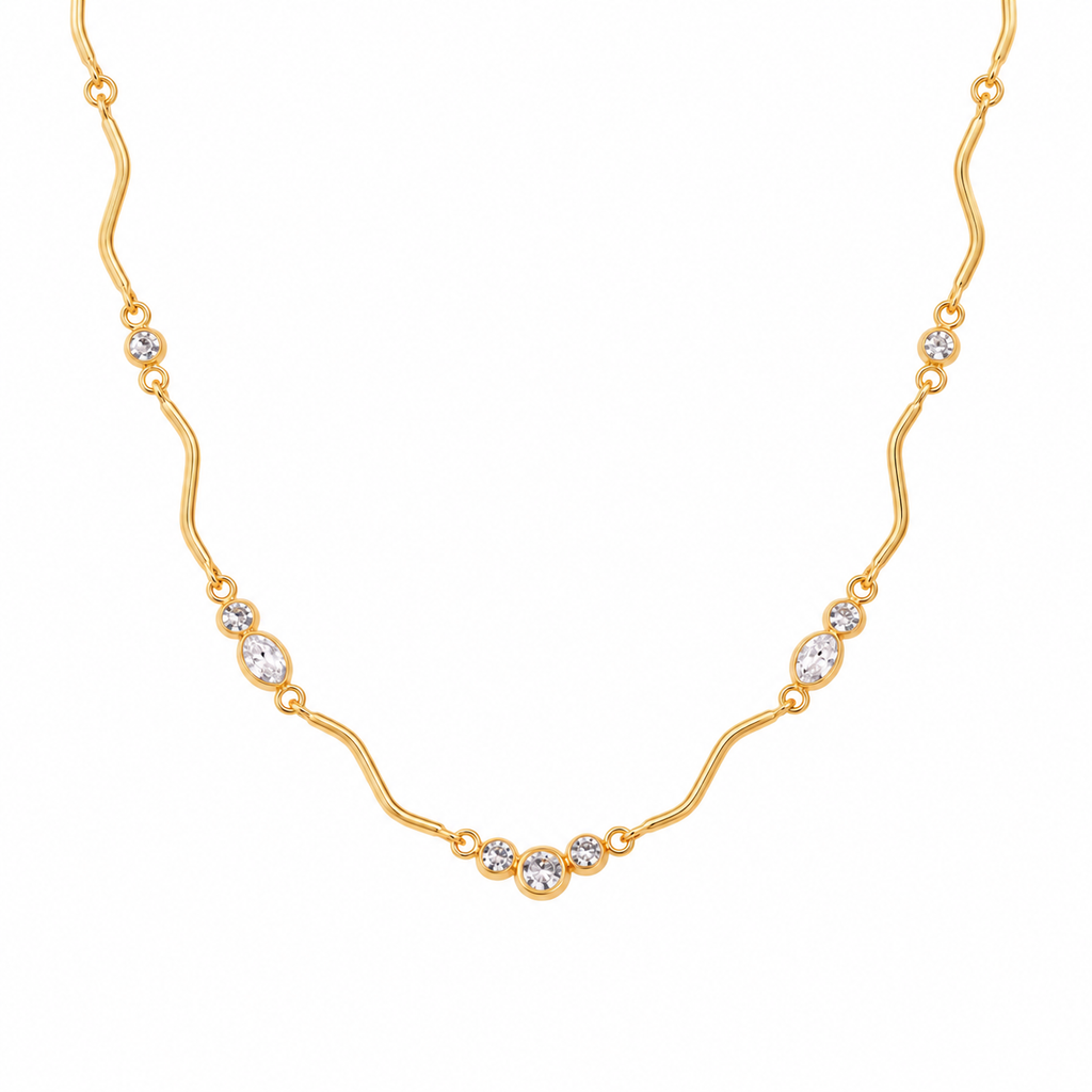 Elara 18K PVD Gold Plated Delicate CZ Gemstone Necklace