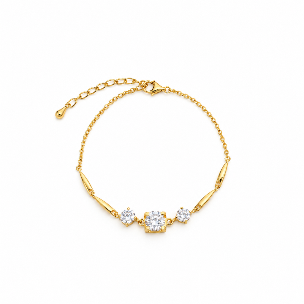 Aurelia Floral Halo CZ Gold Bracelet