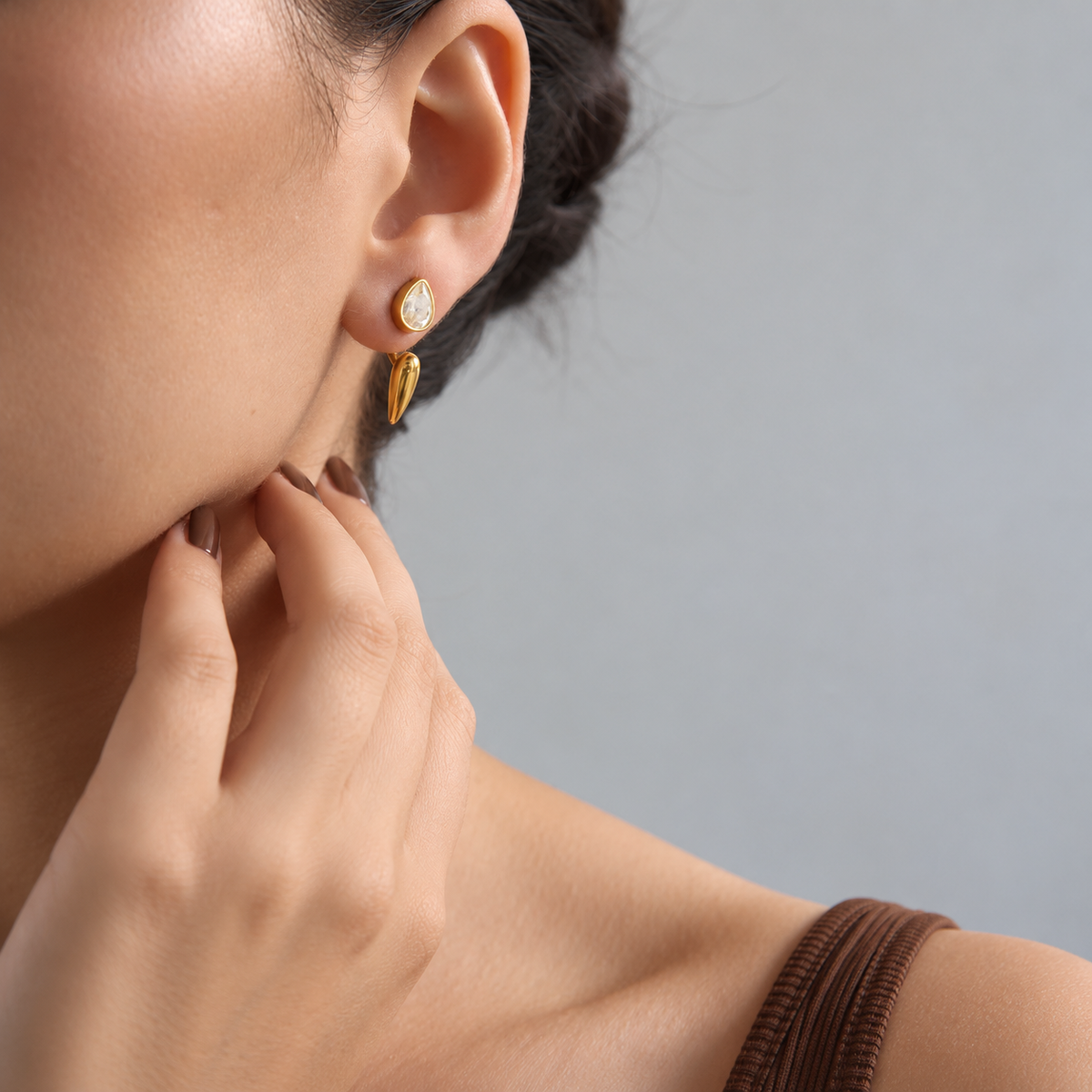 Elara 18K PVD Gold Teardrop CZ Drop Earrings